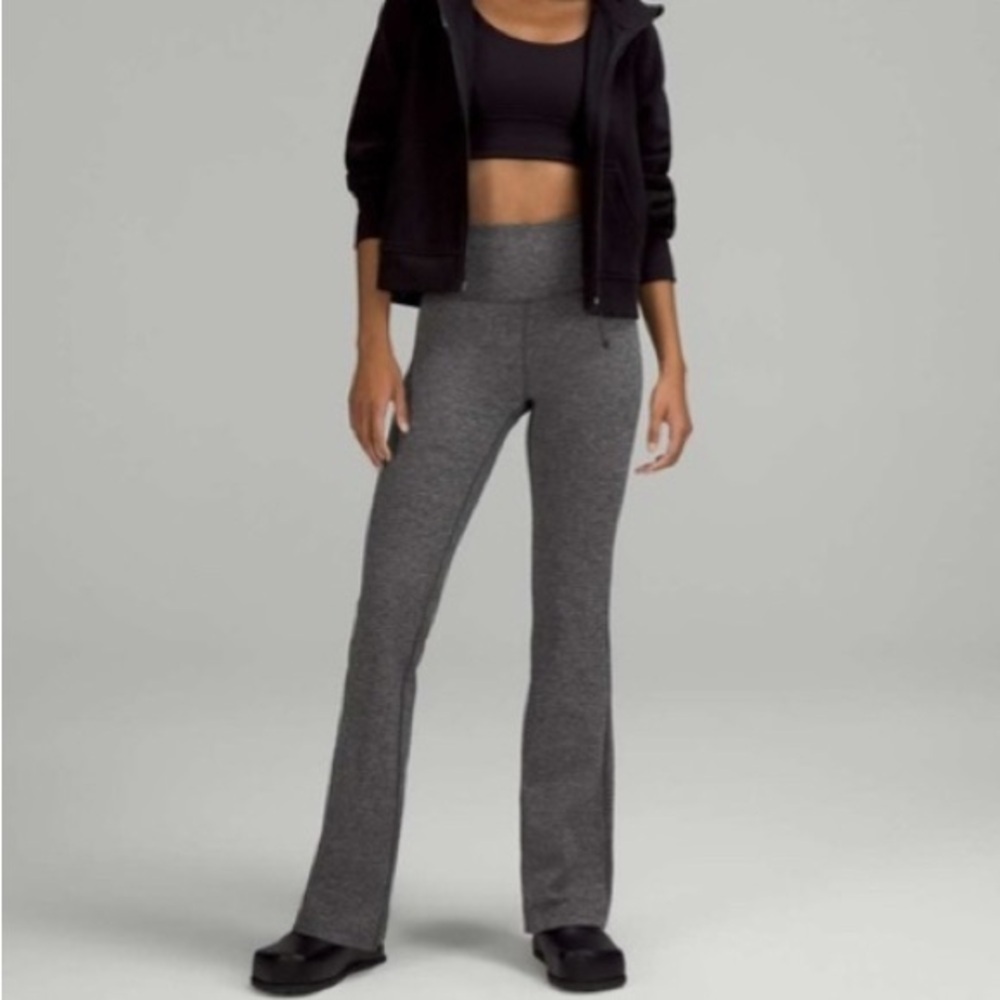 Lululemon Heathered Grey Super-High-Rise Flared Pant Nulu Women’s Size 10 - Picture 1 of 6